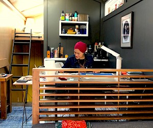 Ayesha at "her" Tiny House on Cornelia's farm