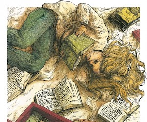 "Meggie and her books." Illustration aus der Books Illustrated Sonderausgabe von Inkheart (erscheint Ende 2023)