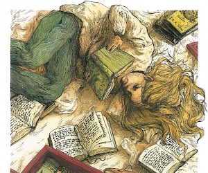 Meggie and her books. Illustration from the Inkheart special edition (Books Illustrated, to be published autumn/winter 2023)