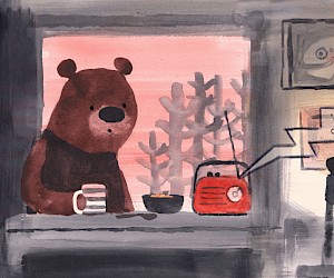 bear having coffee