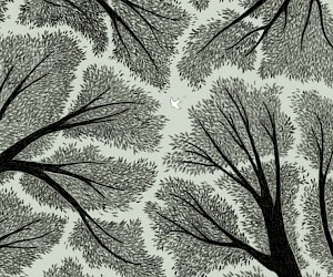 "Crown Shyness": Crown shyness is a phenomenon observed in clusters of the same tree species in which the crowns of fully stocked trees do not touch each other, forming a canopy with river-like gaps. It's believed to be an adaptive response to avoid branches colliding, pests spreading and minimizing the harmful effects of competition. The comic was inspired by what has happened and changed around me during the past 6 months. The spring arrived and I felt that all trees and plants started growing and blooming more widely than ever during the time of our lockdown. Especially here in Berlin, there are so many plants and tall trees attached to the facade of buildings that makes the streets of my neighbourhood amazingly beautiful. This vivid vibe and the new normal of keeping the distance between us reminded me of the crown shyness phenomenon between trees. Adding a pinch of fantasy to the comic, I imagine a moment when people realise that growing and living fully without harmful effects is something that has always been in our nature."